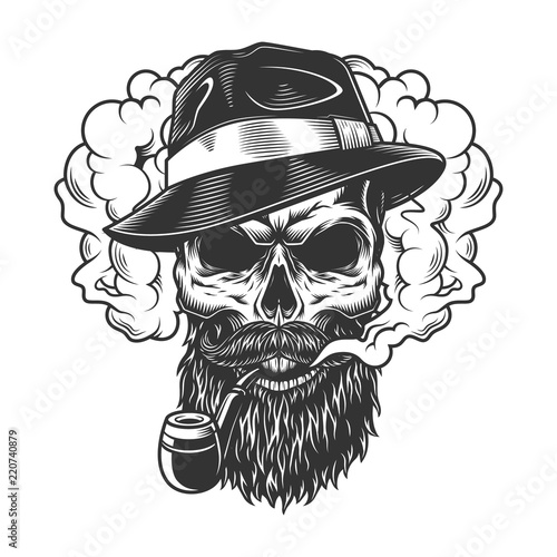 Skull in smoke cloud