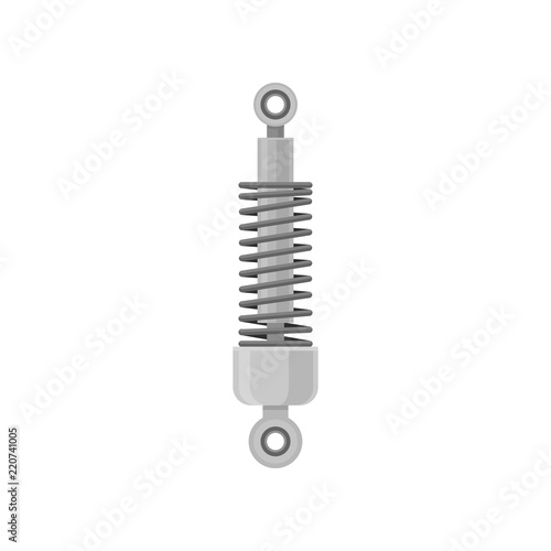 Flat vector icon of shock absorber of motor vehicle. Mechanical or hydraulic device. Part of car