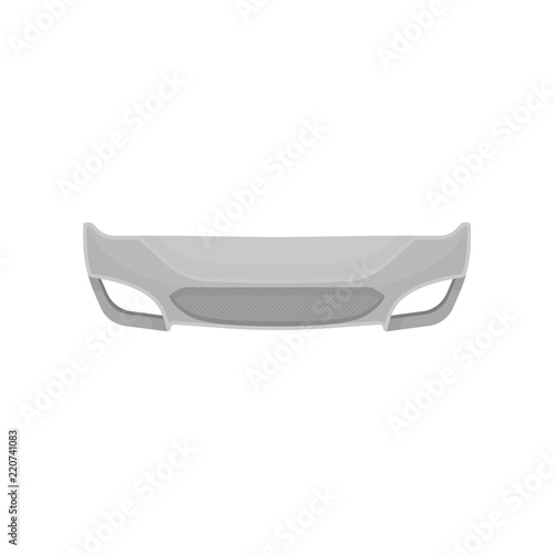 Front bumper of vehicle. Metal horizontal bar. Part of car. Flat vector element for advertising banner, poster or flyer of auto garage