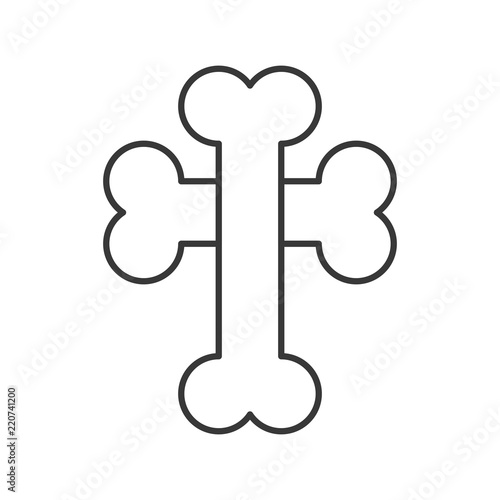 cross bone,Halloween related hollow outline icon, editable stroke
