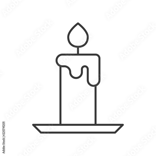 candle, Halloween related hollow outline icon, editable stroke
