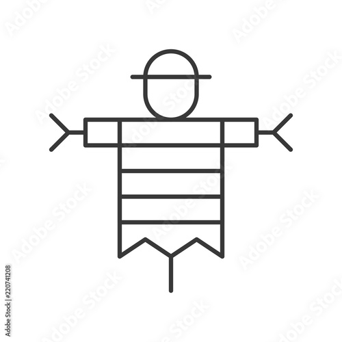 scarecrow, Halloween related hollow outline icon, editable stroke