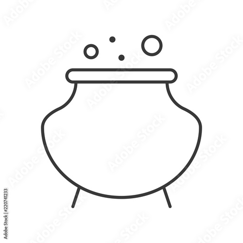 witch cauldron, Halloween related hollow outline icon, editable stroke
