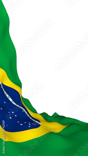 Waving flag of Brazil. Ordem e Progresso. Order and progress. Rio de Janeiro. South America. State symbol. 3D illustration