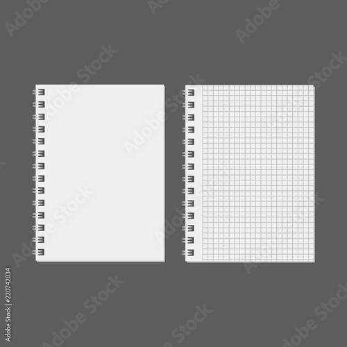 Blank realistic notebook. Diary notepad, paper page and notebook