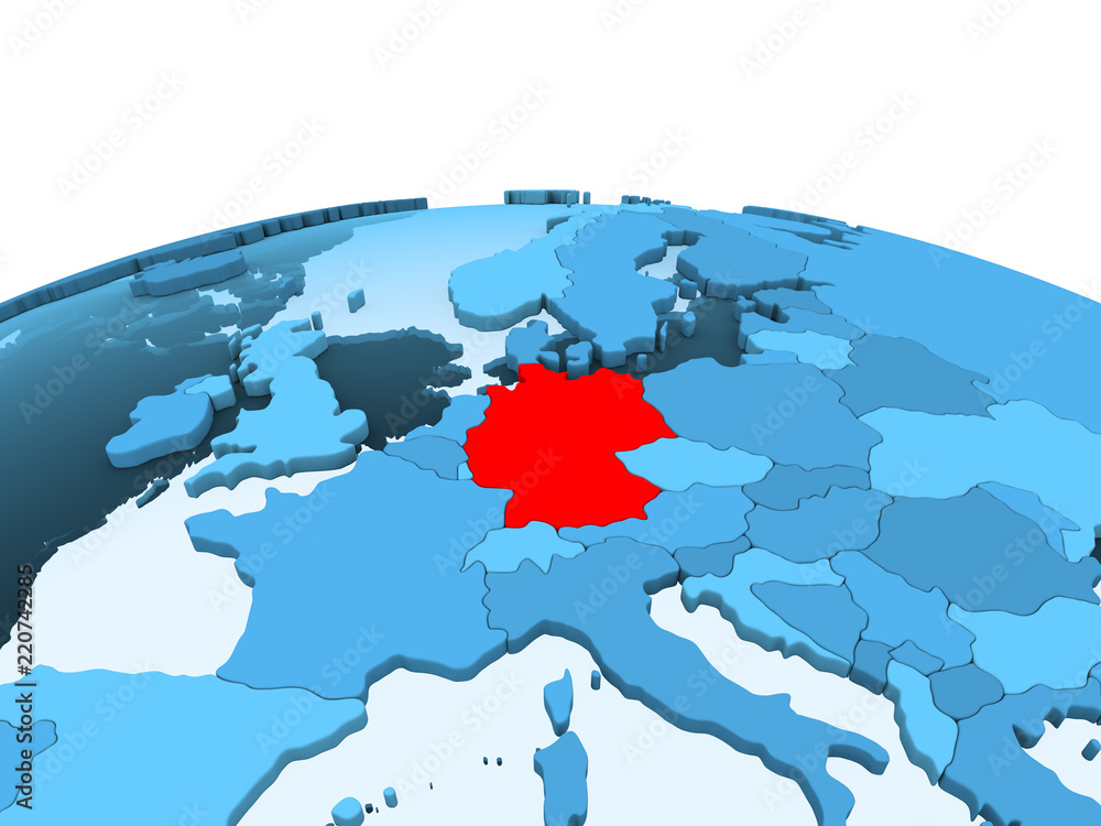 Germany on blue political globe