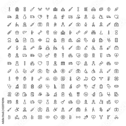 Oncology flat icon set