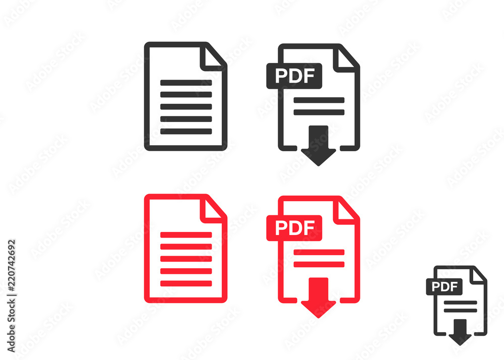 PDF File download icon. Document text, symbol web format information. Document icon set
