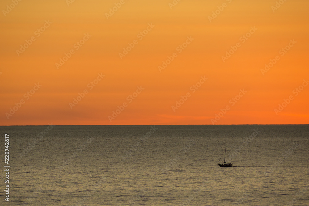 Boat, Sunset, Lake Michigan