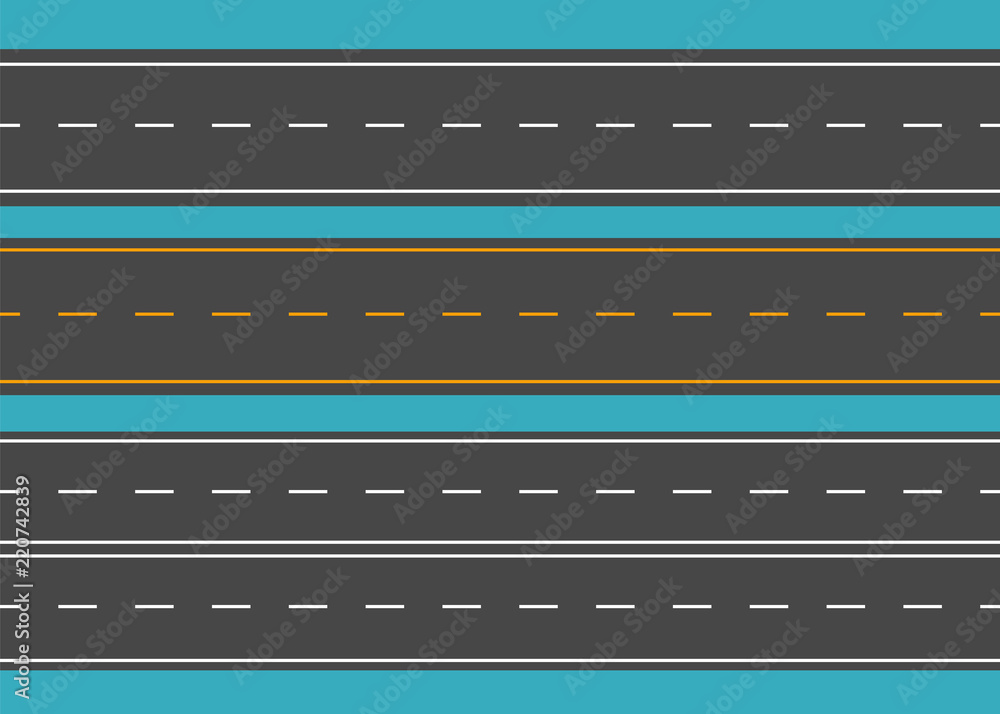 Horizontal roads. Street vector road flat. Asphalt road sign Horizontal roads. Street vector road flat. Asphalt road sign