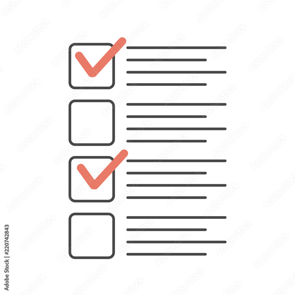 Checklist with tick marks. Check list exam vector illustration Checklist with tick marks. Check list exam vector illustration