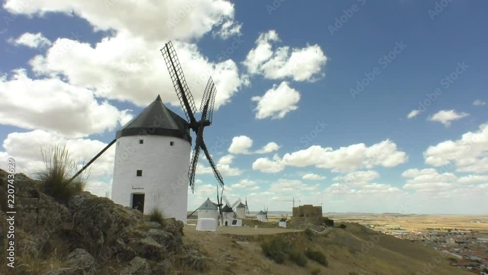 The Time lapse video of the famous windmill in Consuegra, Spain The Time lapse video of the famous windmill in Consuegra, Spain