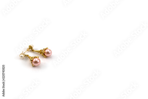 Pink Earrings on white background