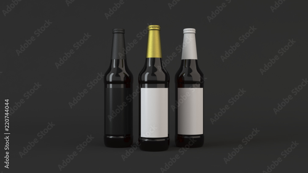 Mock up of tall beer bottles with blank labels Mock up of tall beer bottles with blank labels