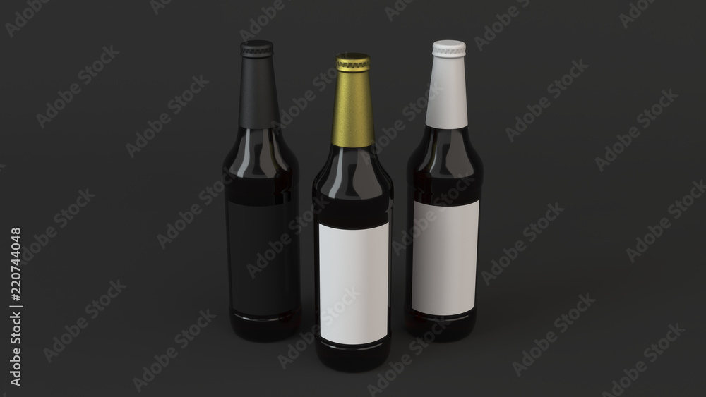 Mock up of tall beer bottles with blank labels Mock up of tall beer bottles with blank labels