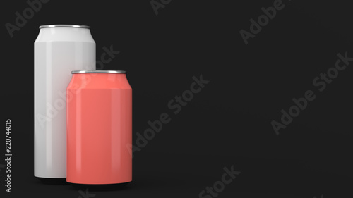 Big white and small red soda cans mockup