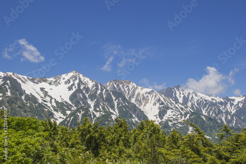 八方尾根から見た白馬三山