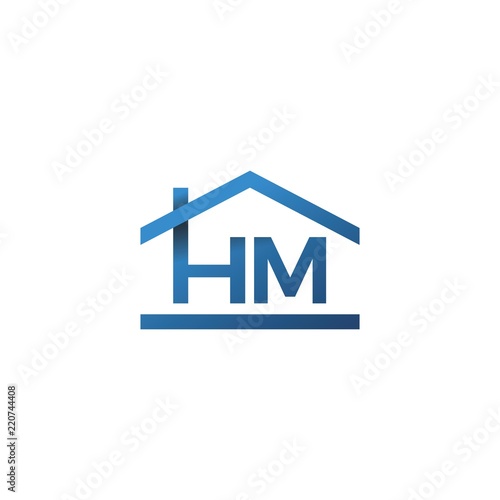 HM house home roof letter mark logo lettermark vector icon
