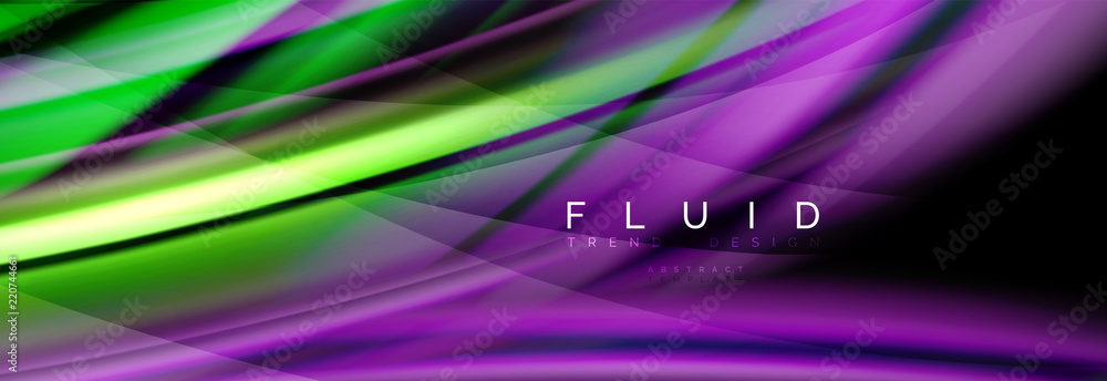 Wave fluid flowing colors motion effect, holographic abstract background. Vector illustration Wave fluid flowing colors motion effect, holographic abstract background. Vector illustration