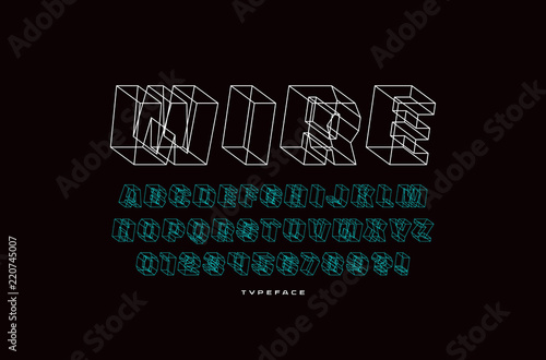 Geometric wireframe sans serif bulk font