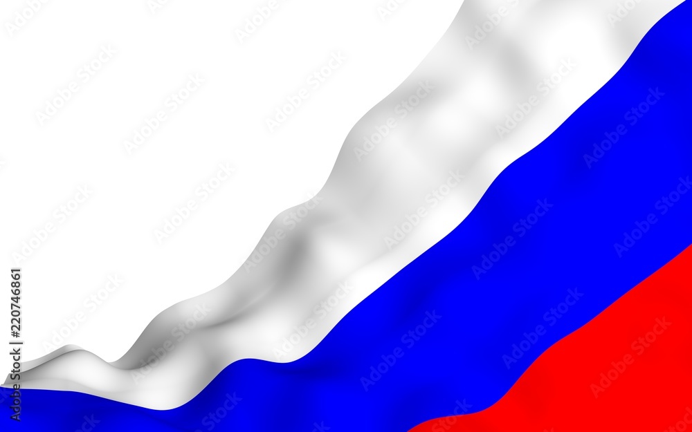 Fototapeta premium Waving flag of the Russian Federation. The National. State symbol of the Russia. 3D illustration