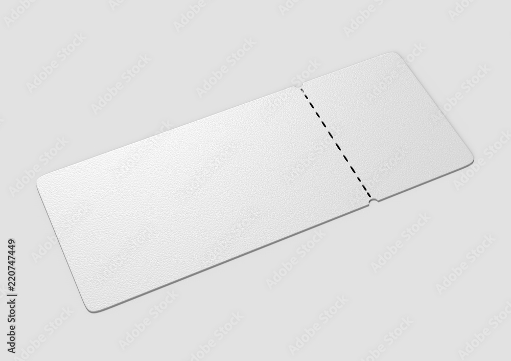 Blank ticket for mock up design or design presentation. 3d render illustration. Blank ticket for mock up design or design presentation. 3d render illustration.
