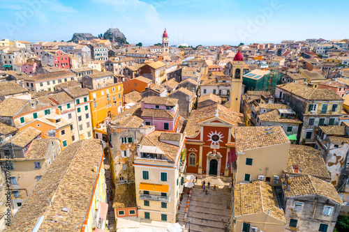 Cuadro en lienzo Panoramic view of Kerkyra, capital of Corfu island, Greece