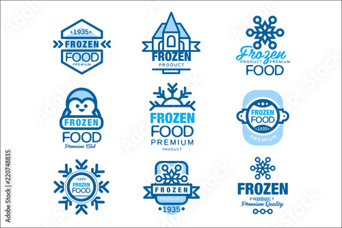 Frozen food premium product set of logo templates hand drawn vector Illustrations