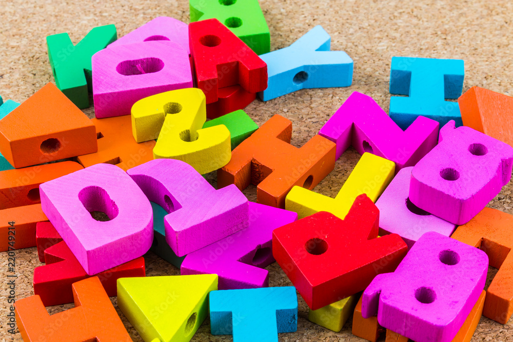 Naklejka premium English alphabet wood