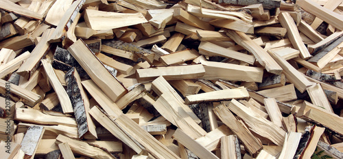 Pile of chopped fire wood prepared for winter.