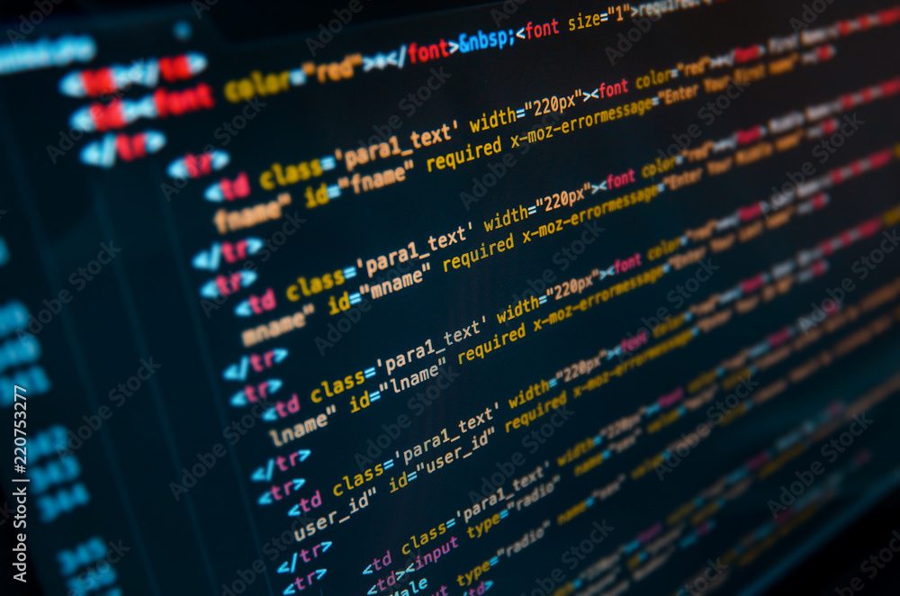 Desktop source code and Wallpaper by Computer language with coding and  programming. Stock Photo