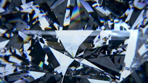 Blue diamond dispersion footage. Fancy color diamond. Round diamond cut animation with light dispersions on surface. 3D animation of shiny gem stone.