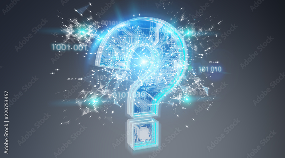 Blue digital question marks background 3D rendering Blue digital question marks background 3D rendering