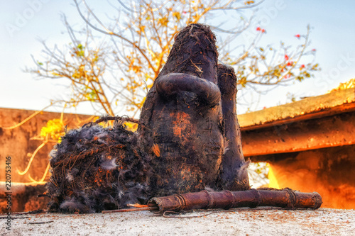 Chicken Feathers And Animal Bones Cover A Shrine Dedicated To The Ancestors, Ghana photo