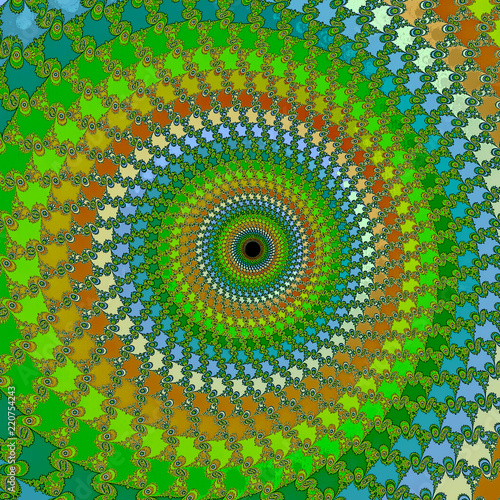 Green fractal swirl and flower  digital artwork for creative graphic design