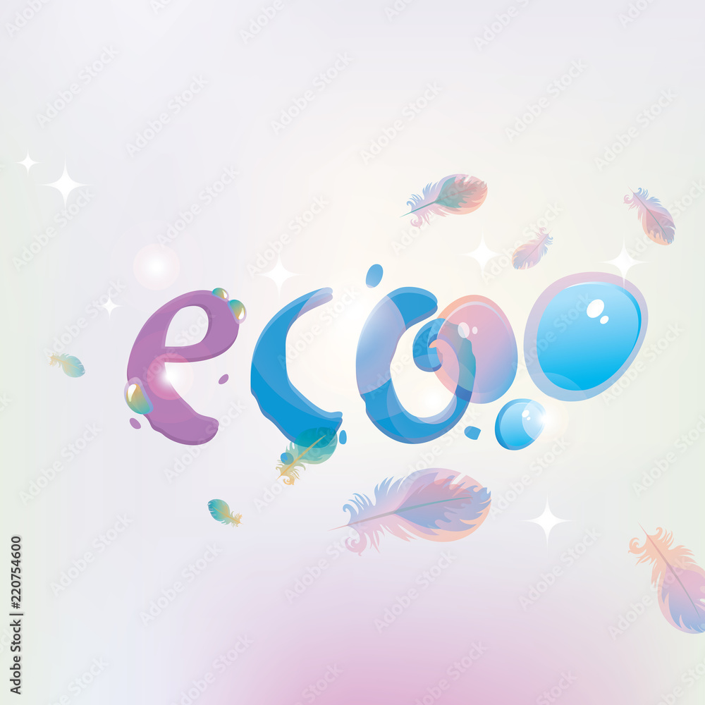 Abstract eco illustration with dew drops and feathers. Vector banner on the theme of ecology and environmental protection Abstract eco illustration with dew drops and feathers. Vector banner on the theme of ecology and environmental protection