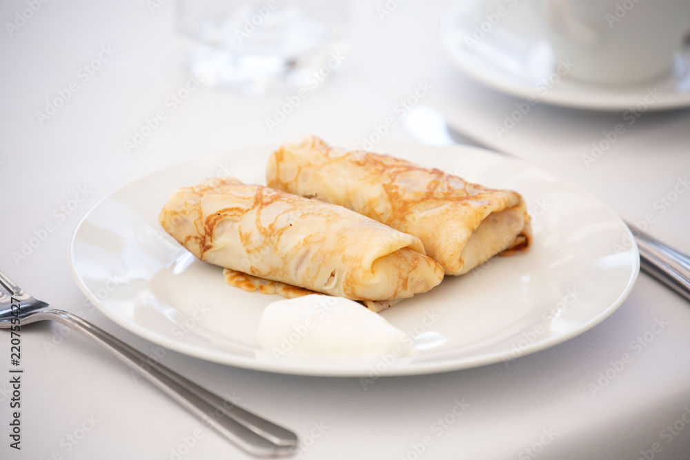 Russian pancakes with sour cream Russian pancakes with sour cream