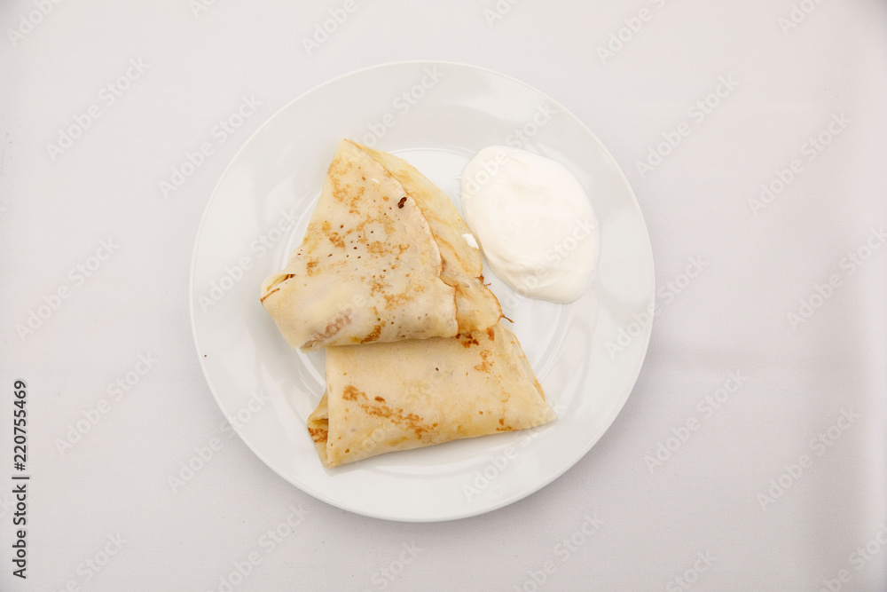 Russian pancakes with sour cream Russian pancakes with sour cream