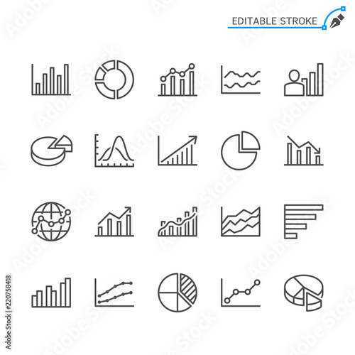 Statistics line icons. Editable stroke. Pixel perfect.