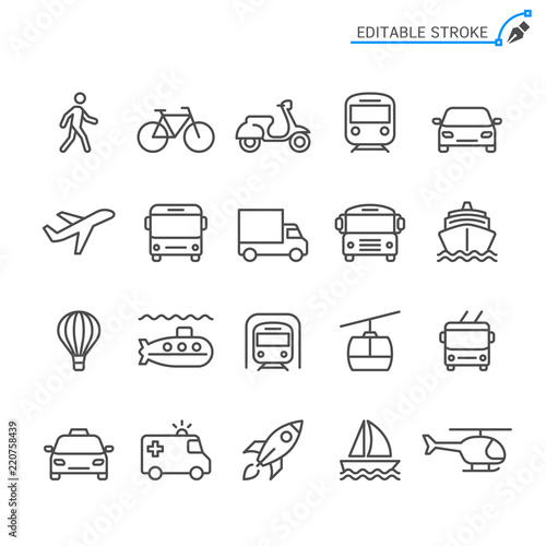 Fotobehang Transportation line icons. Editable stroke. Pixel perfect.