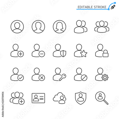Users line icons. Editable stroke. Pixel perfect. photo