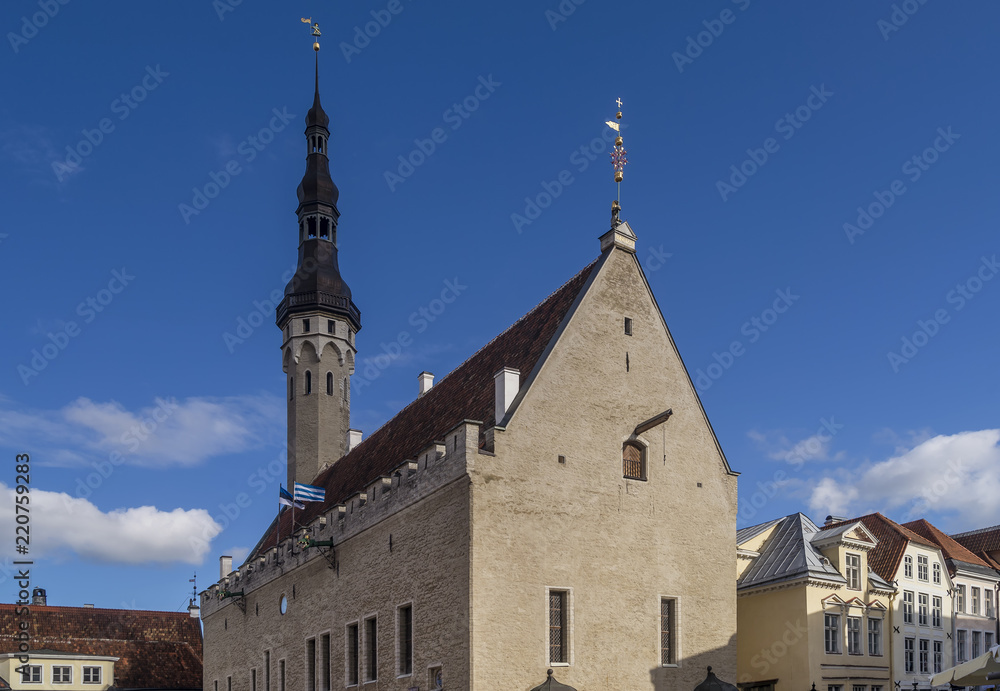 Beautiful view of the Church of the Holy Spirit, Tallinn, Estonia on a sunny day