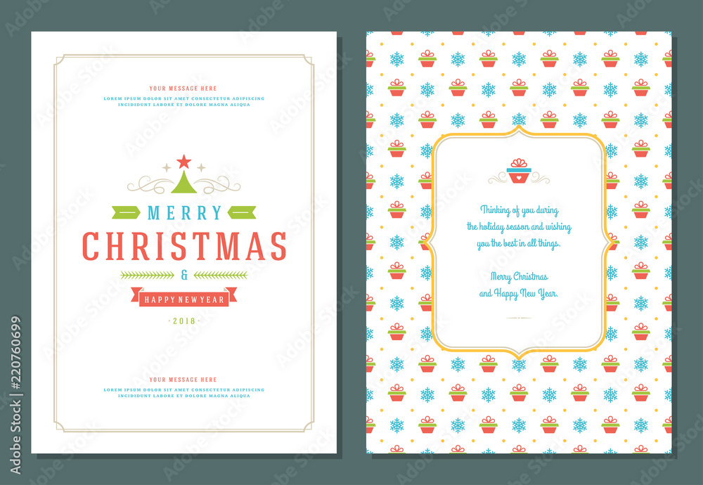 Christmas greeting card design template. Christmas greeting card design template.