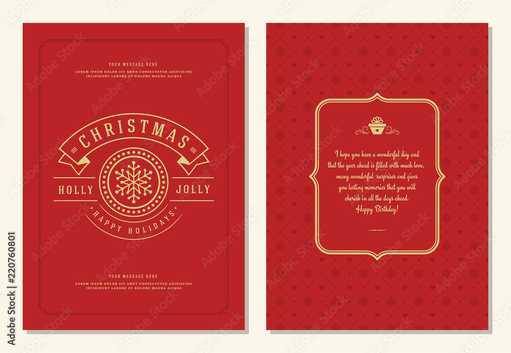 Christmas greeting card design template. Christmas greeting card design template.