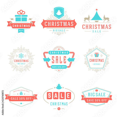 Christmas sale badges  badges and tags design vector vintage set