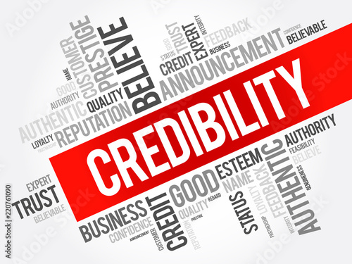 Credibility word cloud collage, business concept background