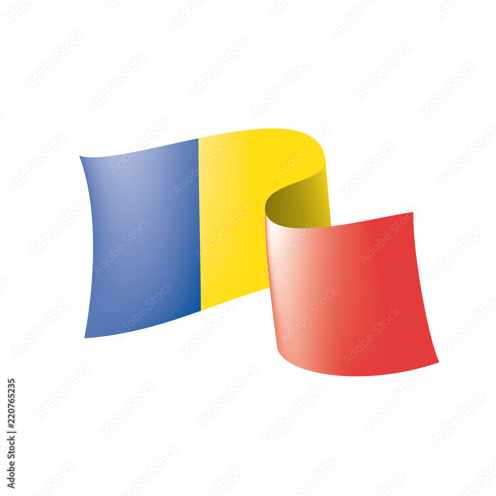 Fototapeta premium Romania flag, vector illustration on a white background