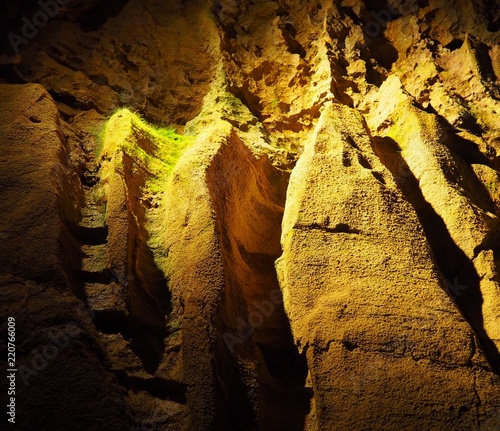 View on the inside of a very old stone cave