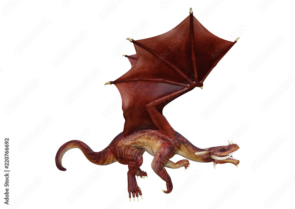 Fototapeta premium 3D renderowania Fantasy Dragon na białym tle
