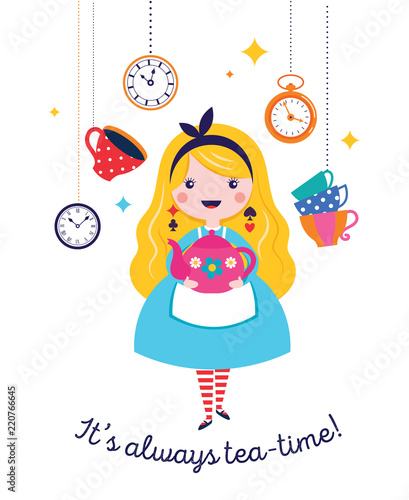 Alice in Wonderland banner, poster and card. We are mad here